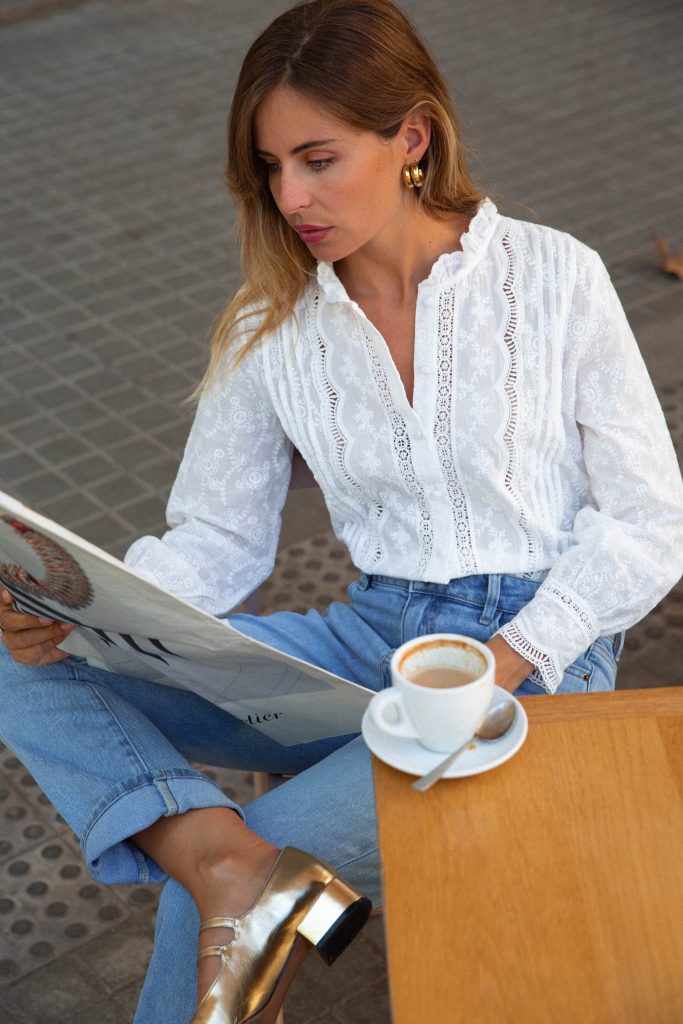 Clarissa Blouse - Black/Ivory