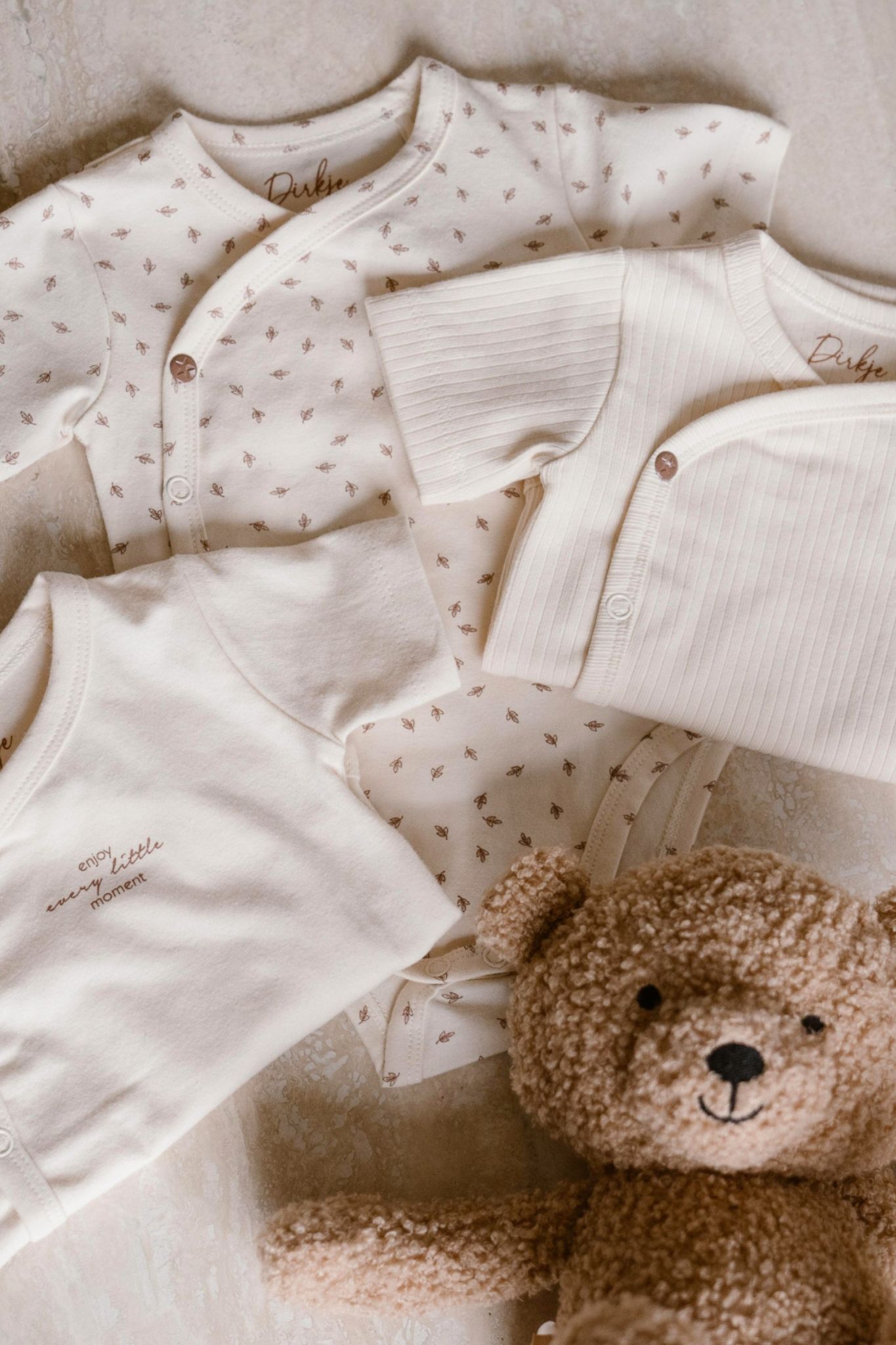 Lot De 7 Bodies Bébé à Manches Courtes - Motif Ours, Coton Doux, Boutons-pression Sans Nickel