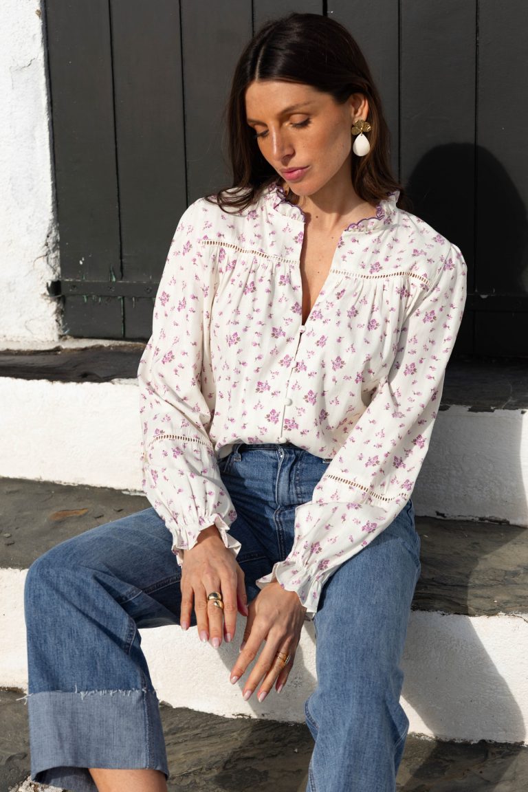Chemise Lilas Marcona En Polyester Taille 18 - Occasion Très Bon état, Manches Longues, Col Rond