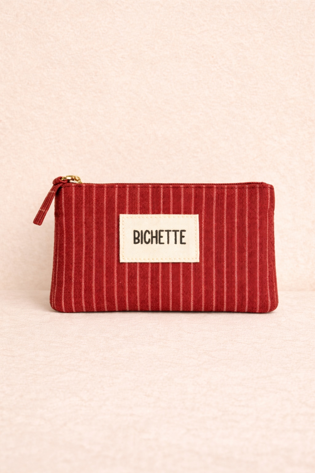Pochette à message Bichette rectangulaire Sahoma en tissu rouge bordeaux à rayures