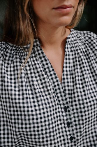 Blouse Liora vichy noire Sahoma en coton
