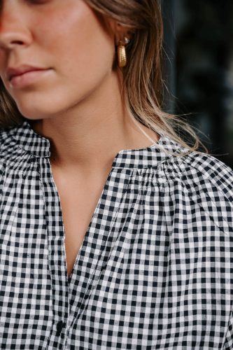 Blouse Liora vichy noire Sahoma en coton