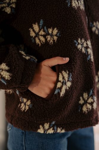 Gilet Lazlo marron Sahoma en sherpa imprimé fleur