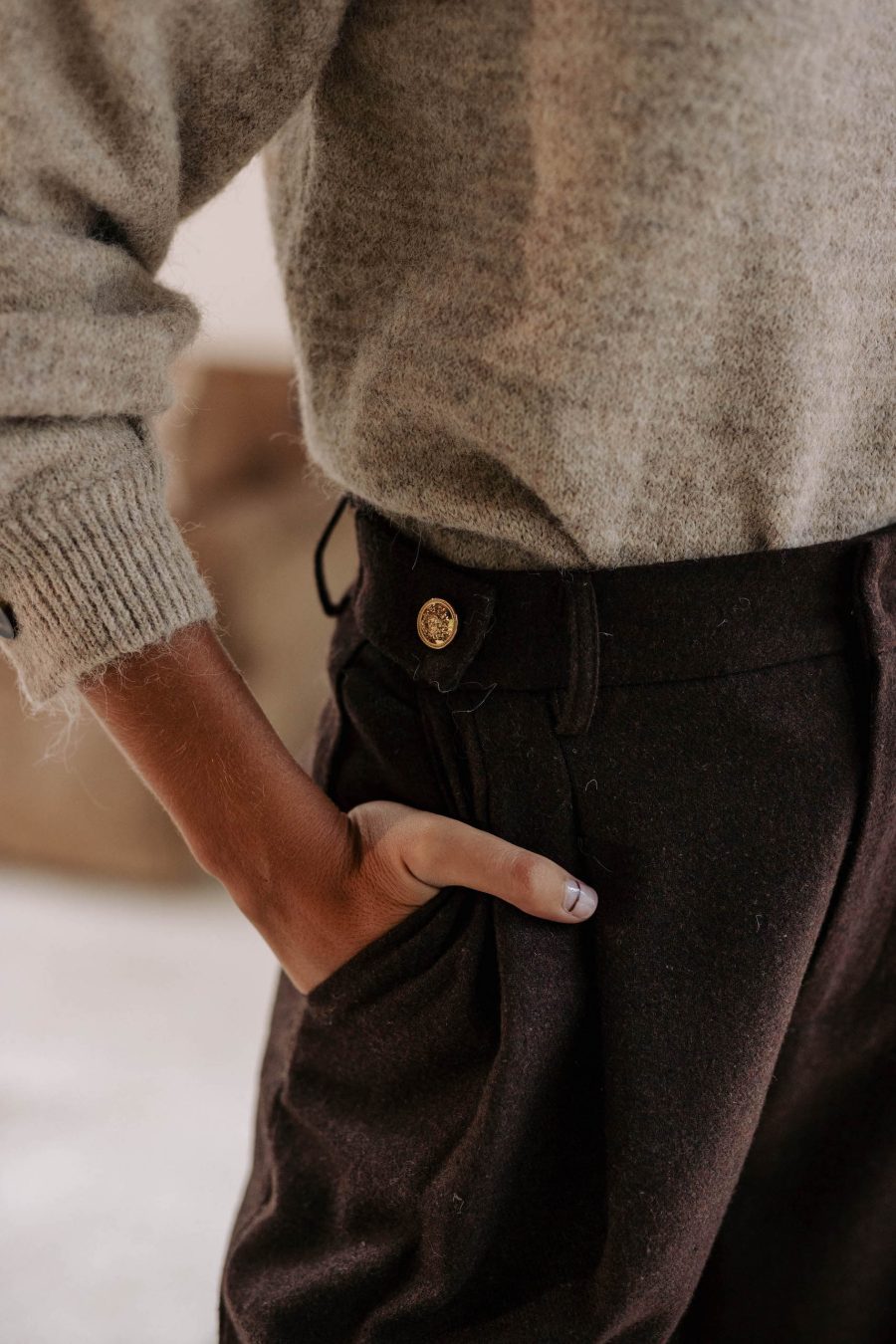 Pantalon Austin marron Sahoma à coupe large et fluide