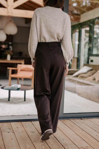 Pantalon Austin marron Sahoma à coupe large et fluide