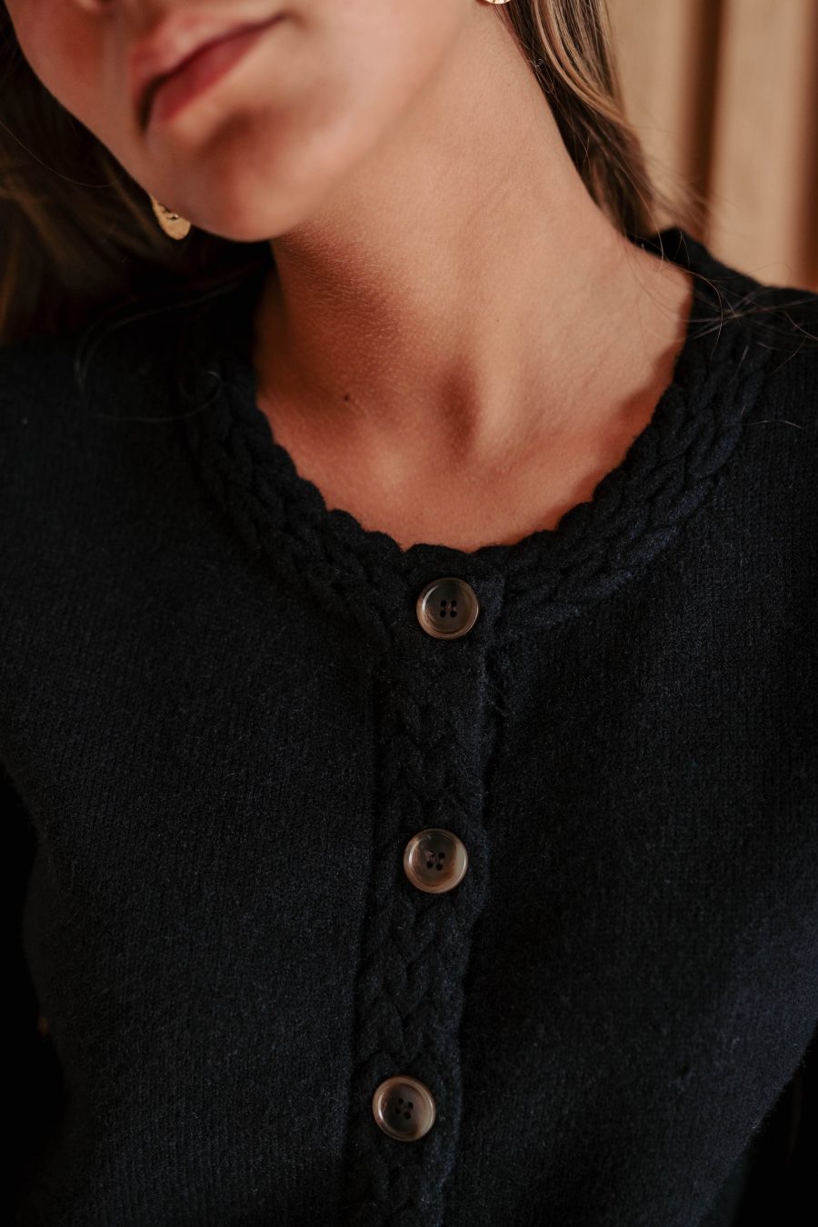 Gilet Nelo noir Sahoma en maille douce