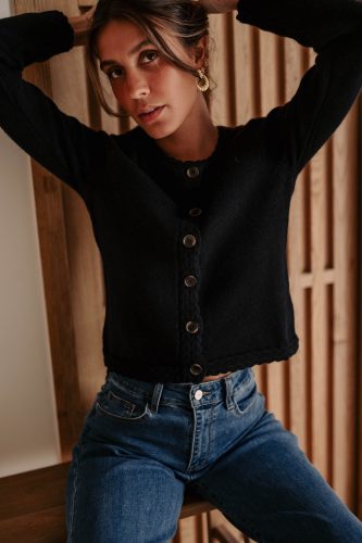 Gilet Nelo noir Sahoma en maille douce