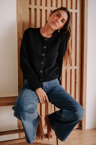 Gilet Nelo noir Sahoma en maille douce