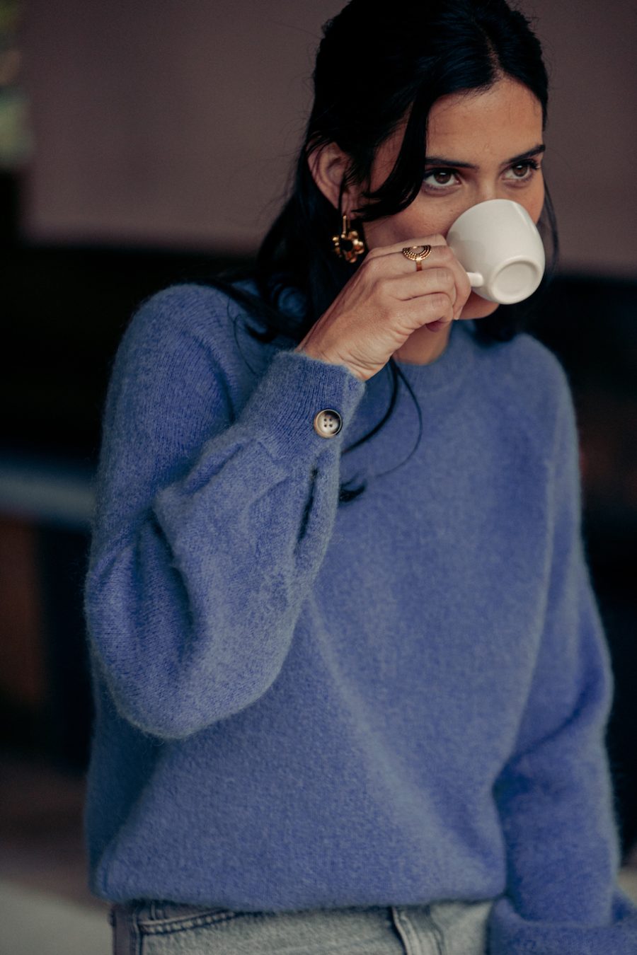 Pull Lyra bleu Sahoma en maille, disponible en plusieurs coloris