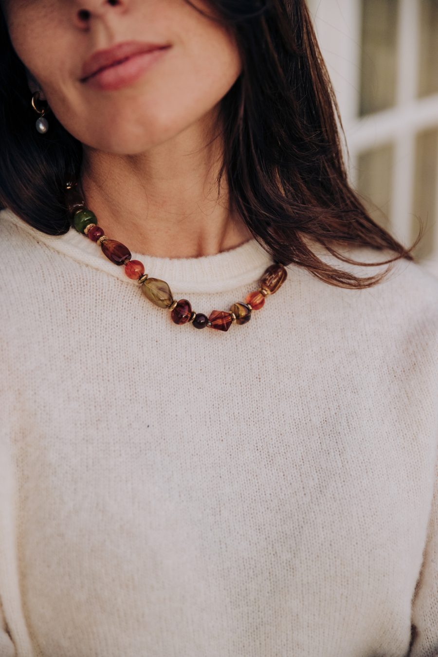 Collier Lacina Sahoma effet pierres naturelles asymétriques