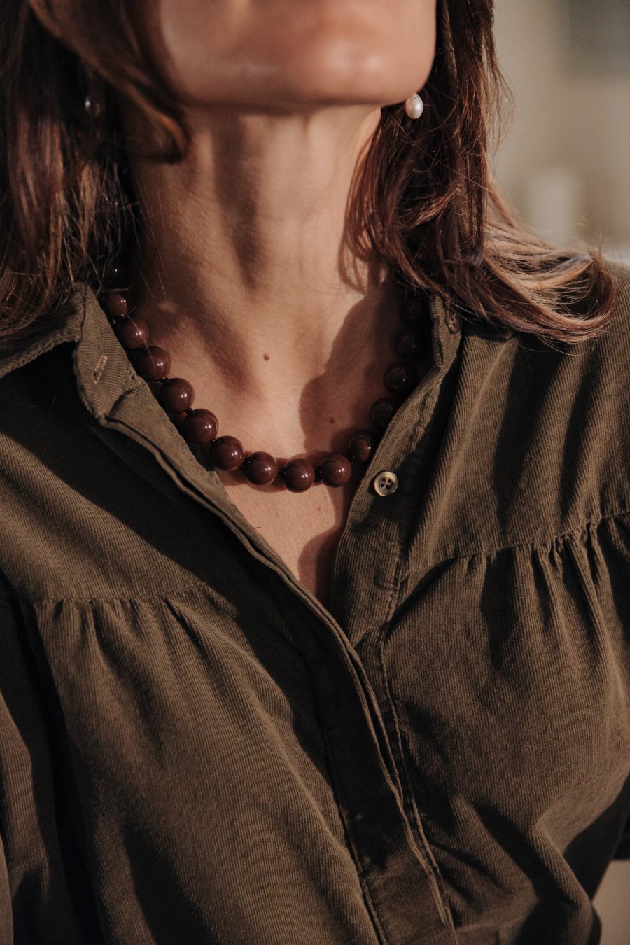 Collier Malio marron Sahoma grosses perles