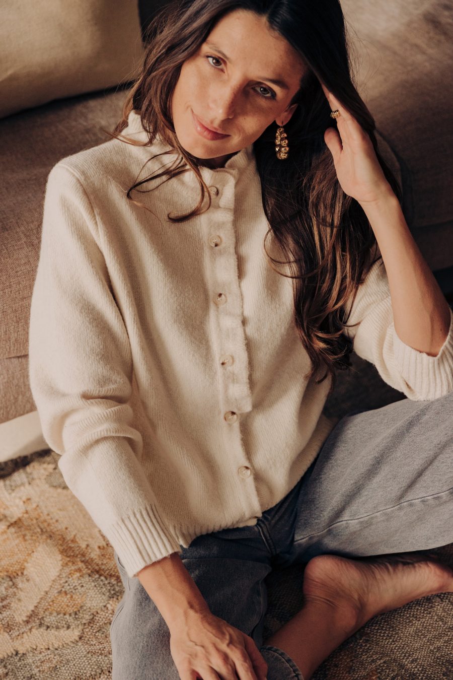 Gilet Naelio Sahoma écru à volants