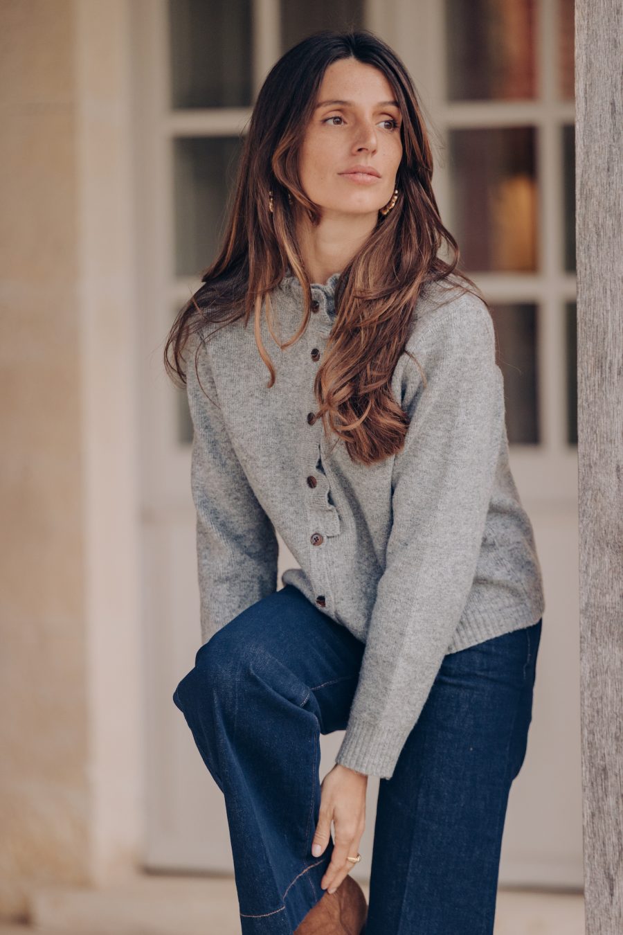 Gilet Naélio gris Sahoma à volants