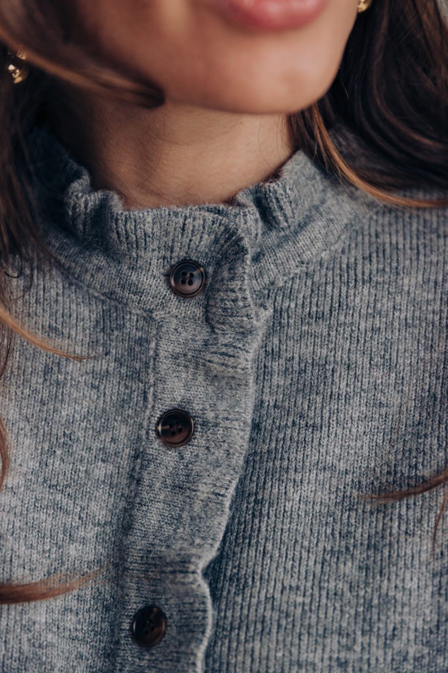 Gilet Naélio gris Sahoma à volants