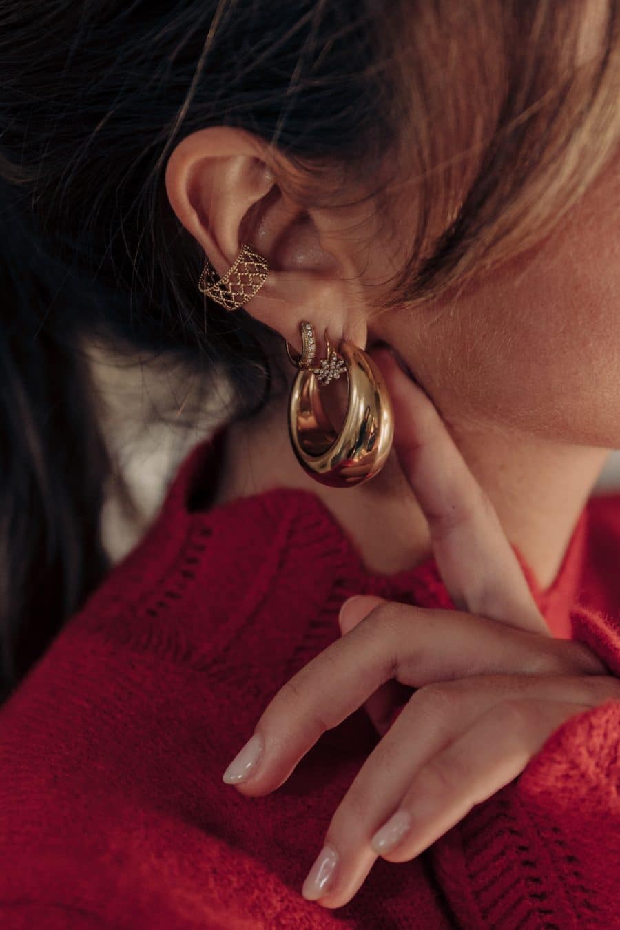 Boucles d'oreilles Silja Sahoma dorées petites créoles épaisses