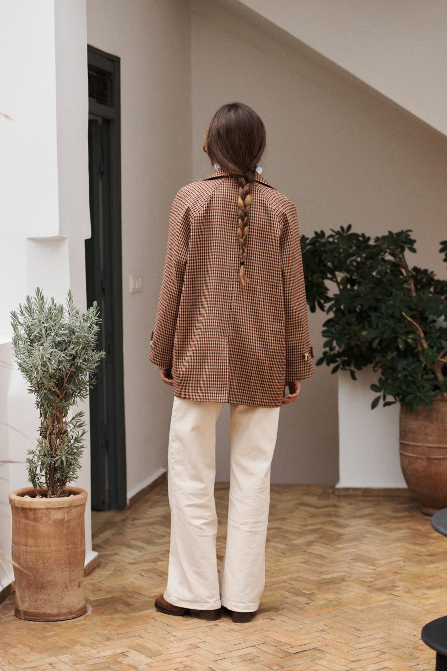 Veste femme Pauline Sahoma à petits carreaux, manches longues