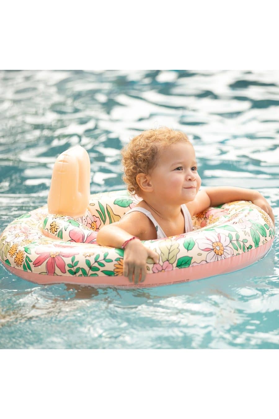 Bouée bébé gonflable avec siège intégré motif fleuri rose enfant piscine été Sahoma