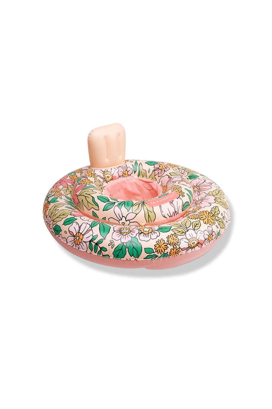 Bouée bébé gonflable avec siège intégré motif fleuri rose enfant piscine été Sahoma