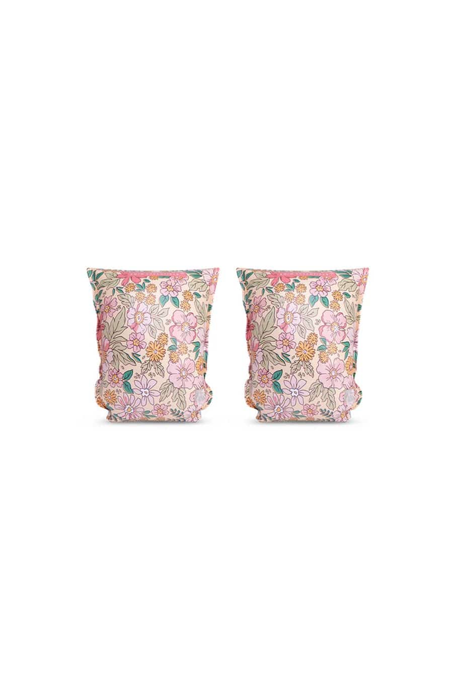 Brassards enfant Sahoma à motif fleurs multicolores rose et beige pour piscine