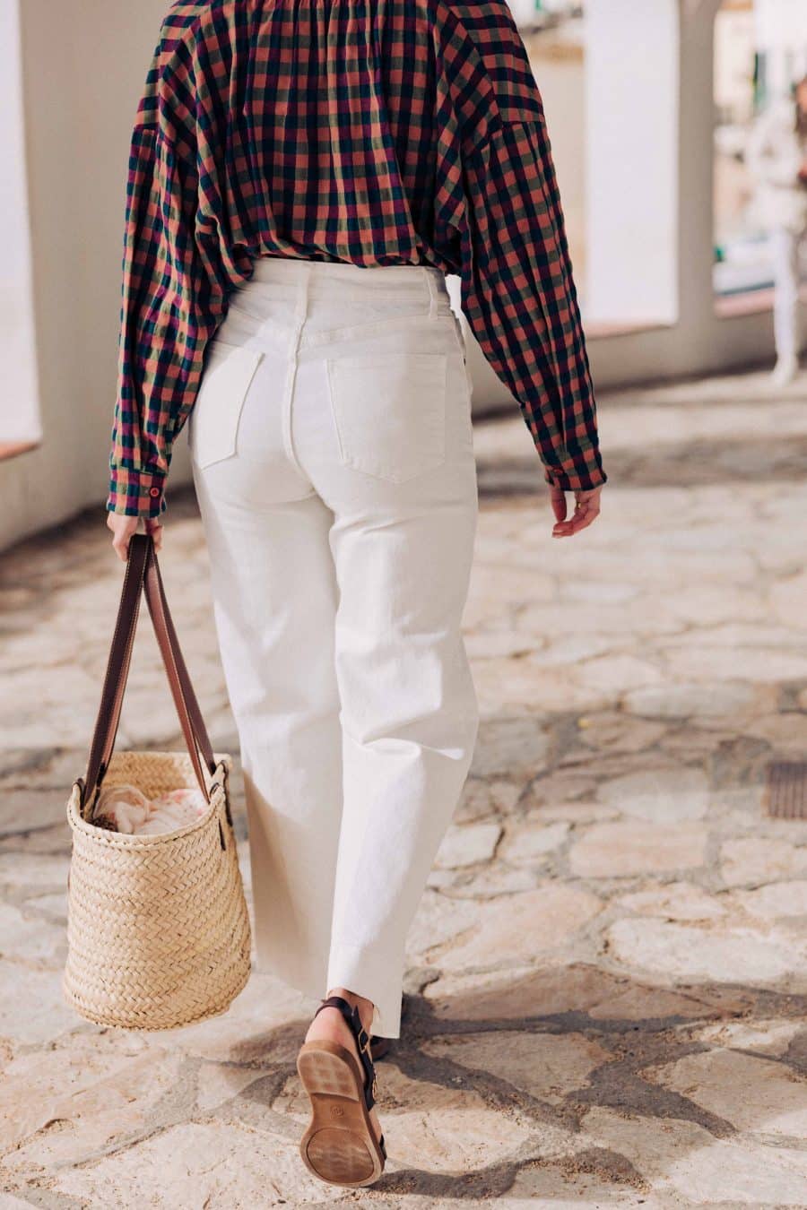 Jean Jonas Sahoma blanc, taille haute et coupe droite