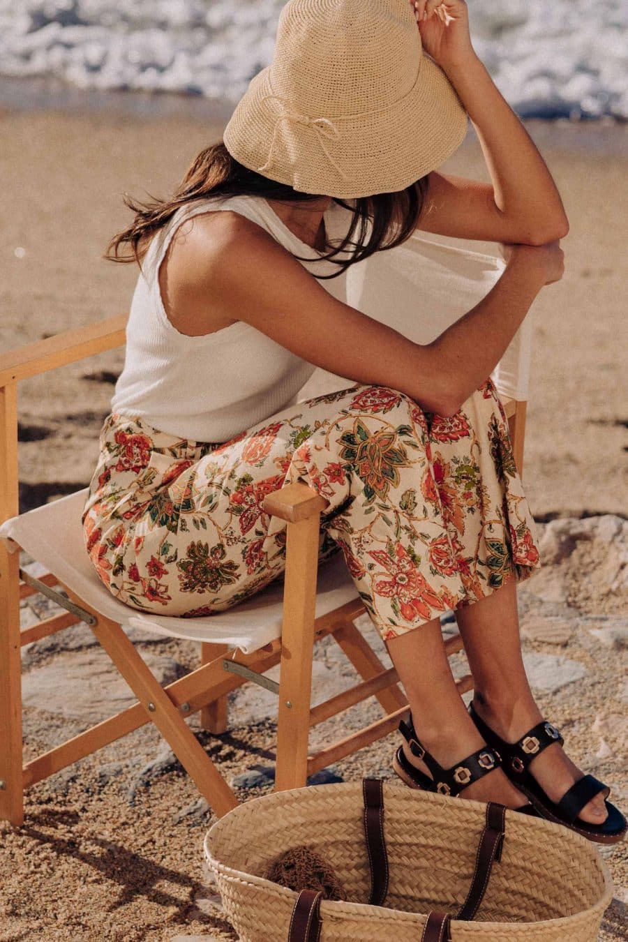 Pantalon Elia Sahoma, à l'imprimé fleuri maxi, coupe d'été légère et fluide