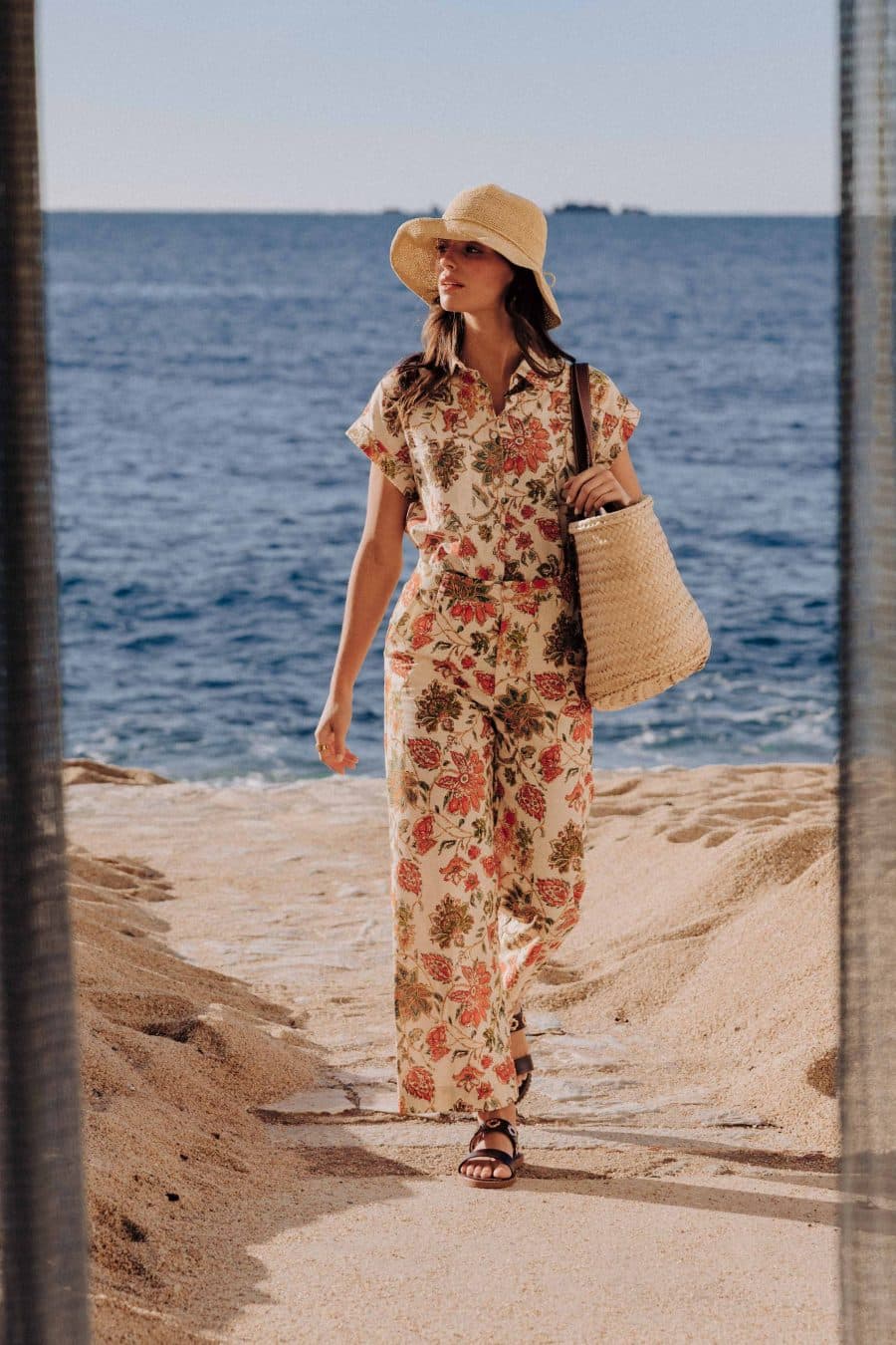 Pantalon Elia Sahoma, à l'imprimé fleuri maxi, coupe d'été légère et fluide