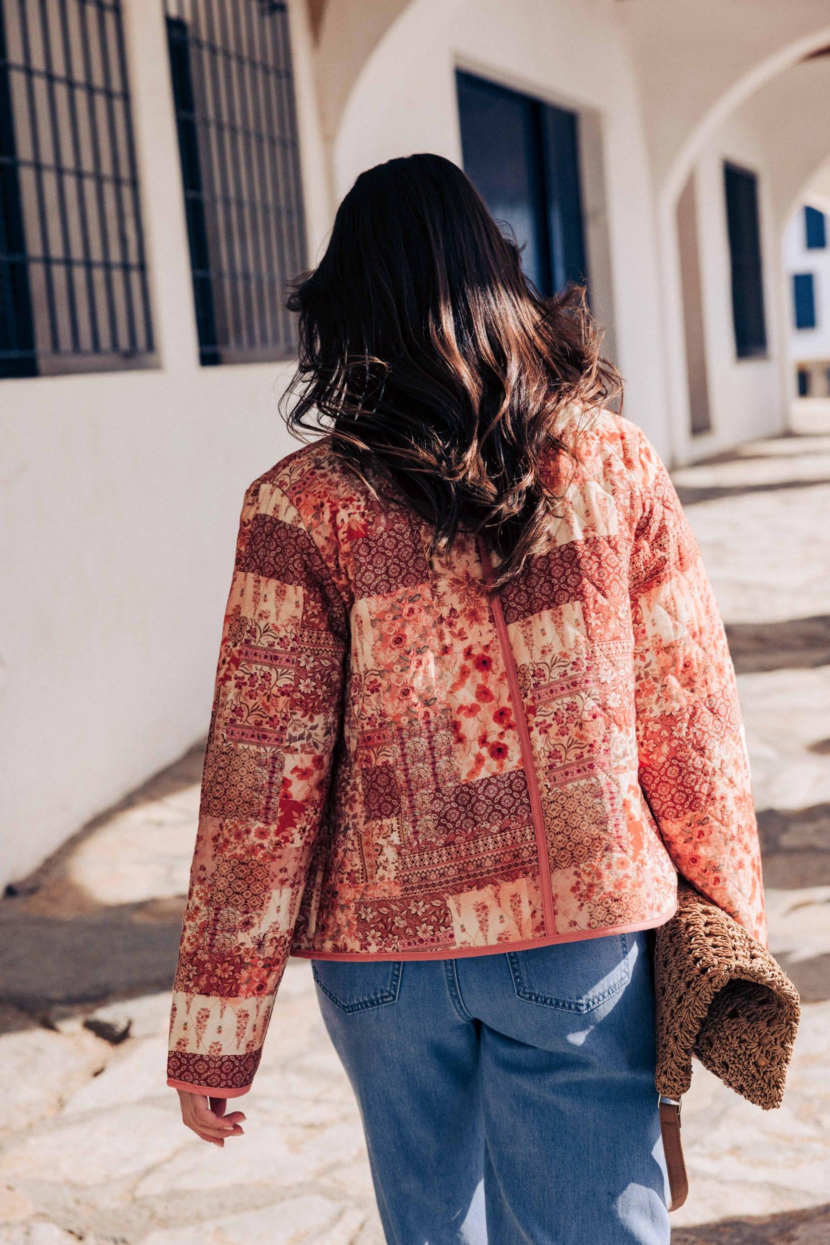 veste-louna-patchwork-sahoma-00008 Veste matelassée Louna Sahoma imprimé patchwork rose, manches longues, col rond
