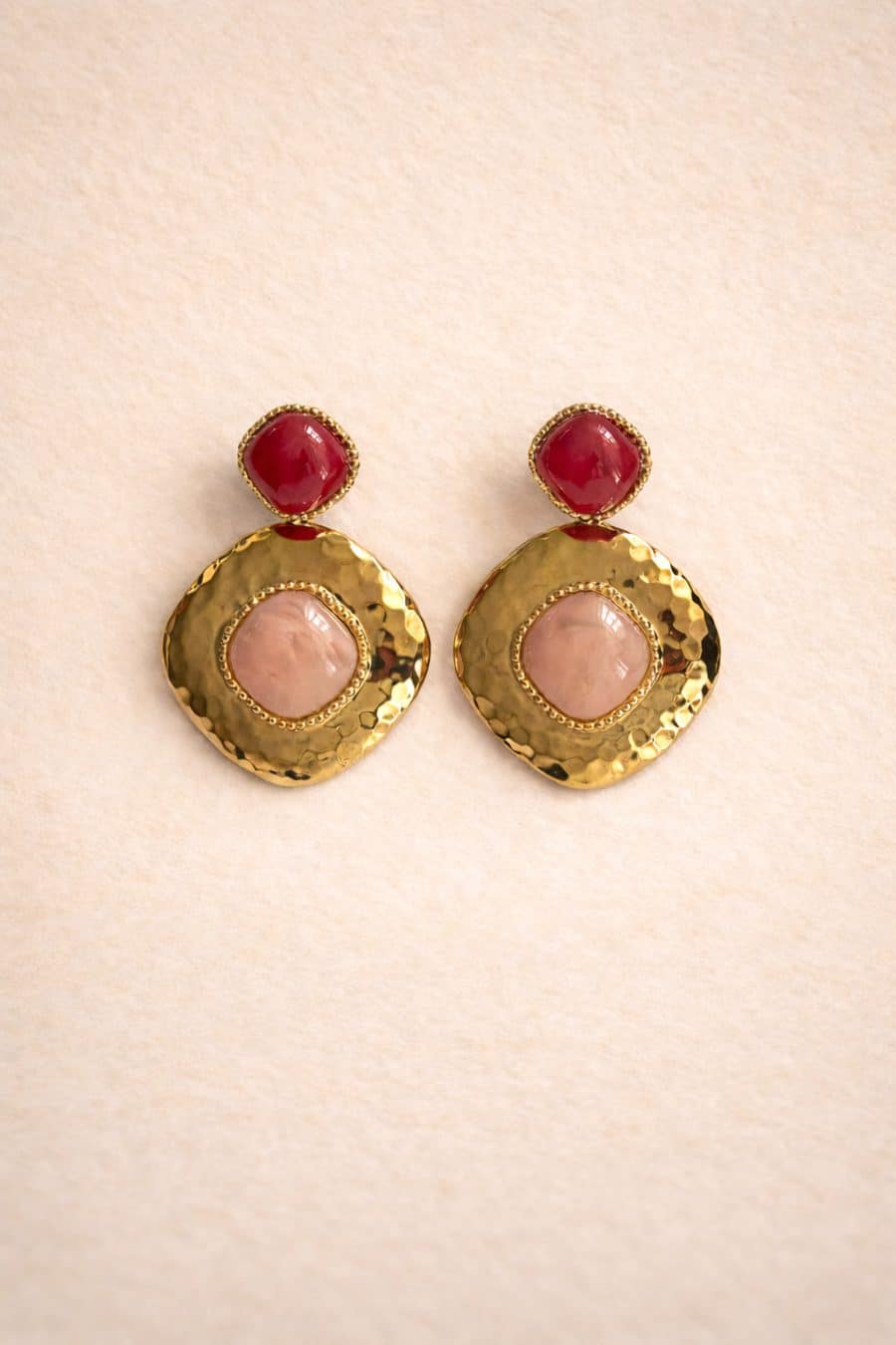 Boucles d’oreilles pendantes Elyne roses Sahoma