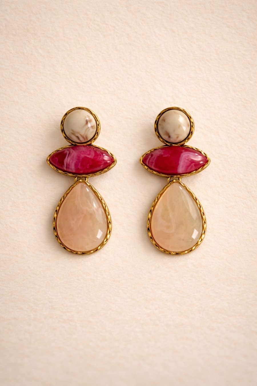 Boucles d’oreilles pendantes Lumé roses Sahoma