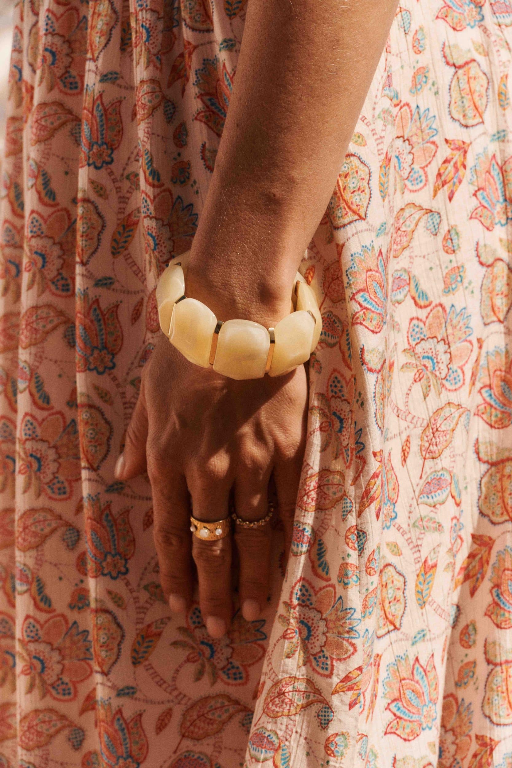 Bracelet Giano Sahoma couleur ivoire marbré, modèle épais