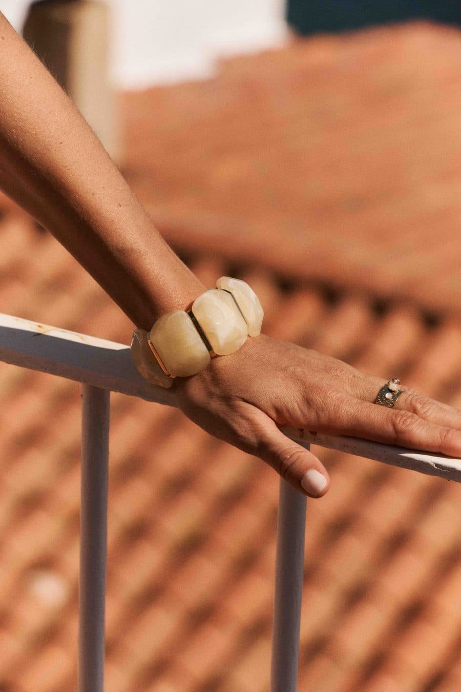 Bracelet Giano Sahoma couleur ivoire marbré, modèle épais