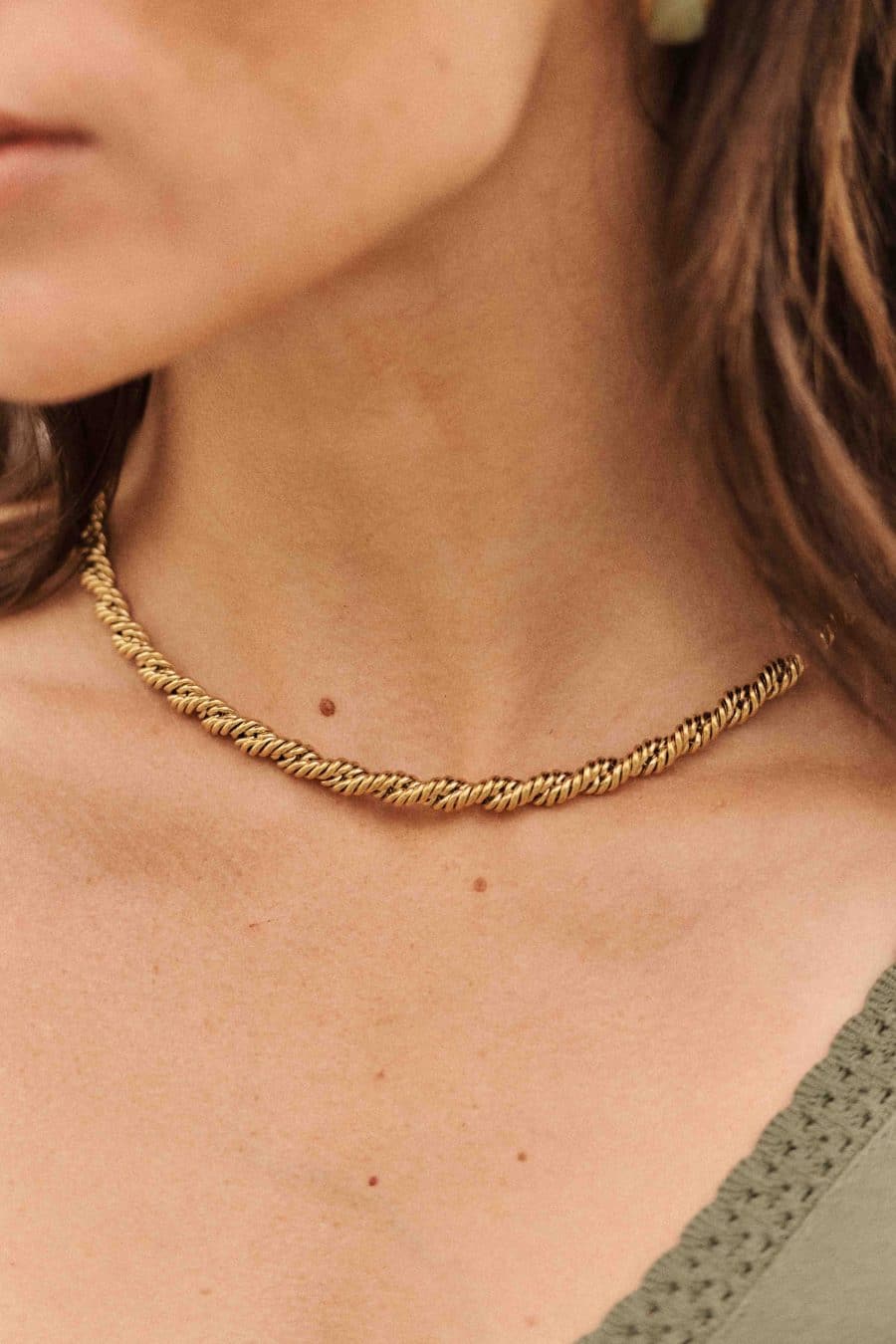 Collier cyriel doré Sahoma en chaîne épaisse torsadée