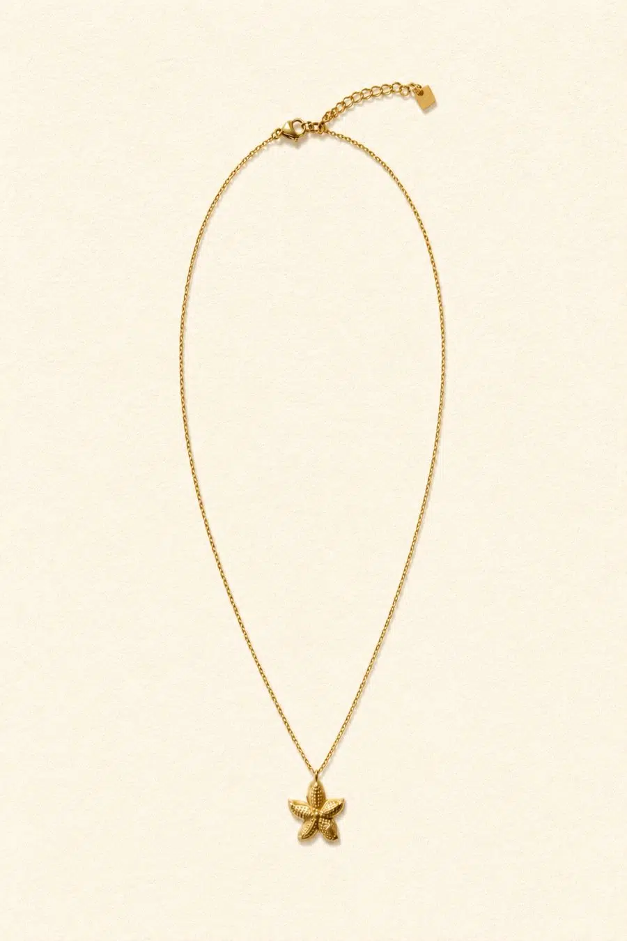 Collier femme - chainette fine et médaillon forme étoile de mer doré