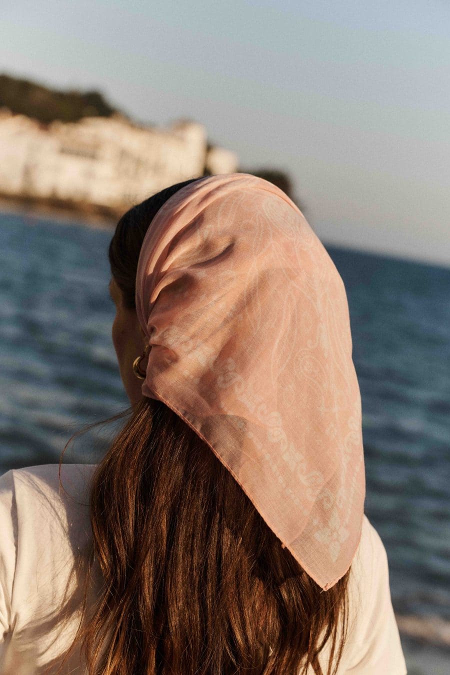 Foulard Emilio rose Sahoma en tissu, imprimé fleuri bandana revisité