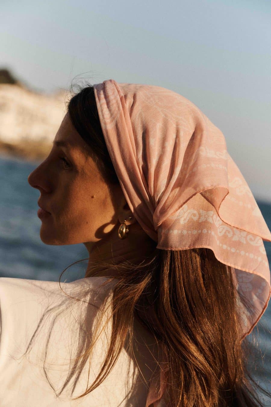 Foulard Emilio rose Sahoma en tissu, imprimé fleuri bandana revisité