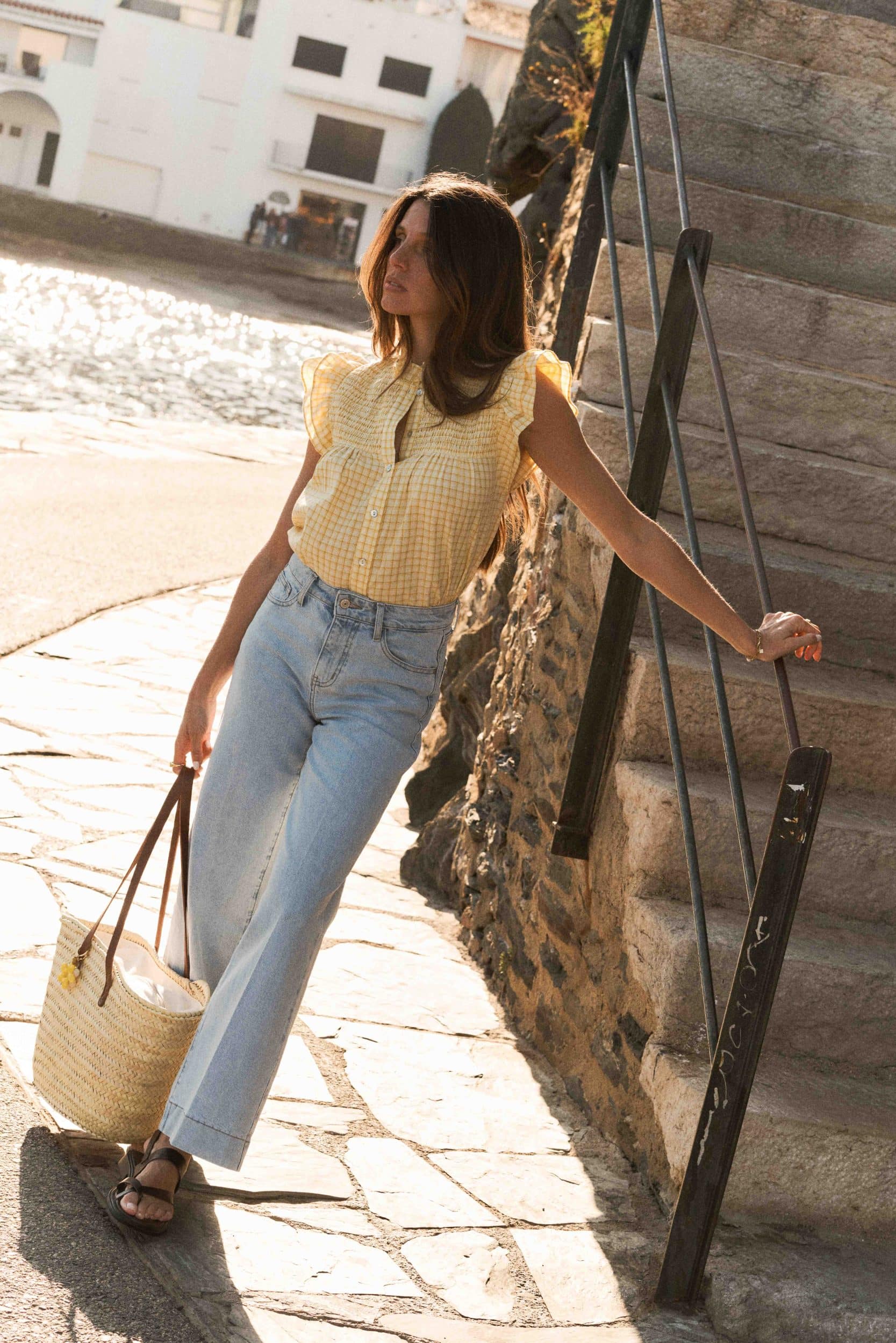 Jean Jonas Sahoma bleu clair, taille haute et coupe droite - jambe large