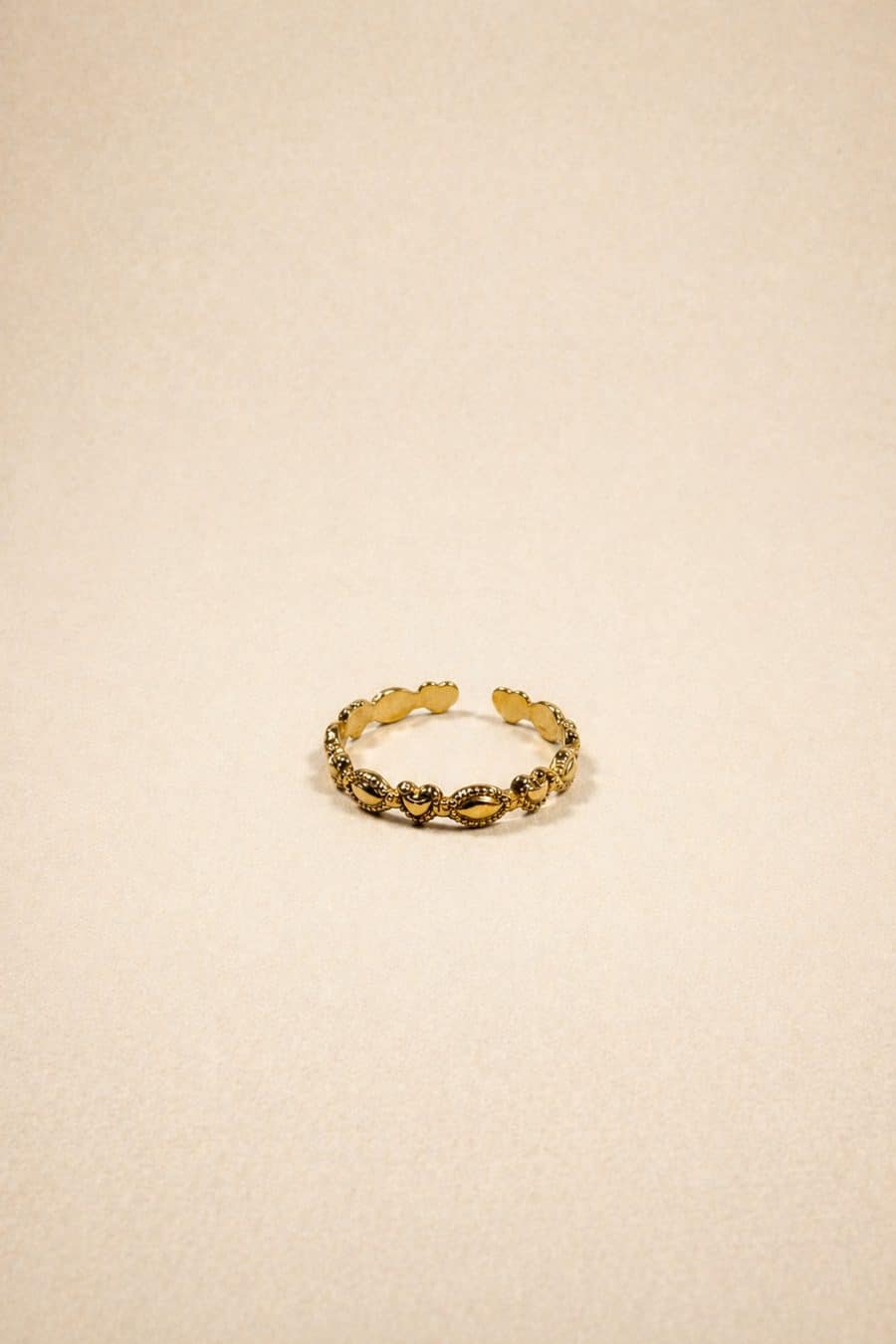 Bague fine ajustable formes coeurs et ovales en acier inoxydable – Bijoux doré tendance