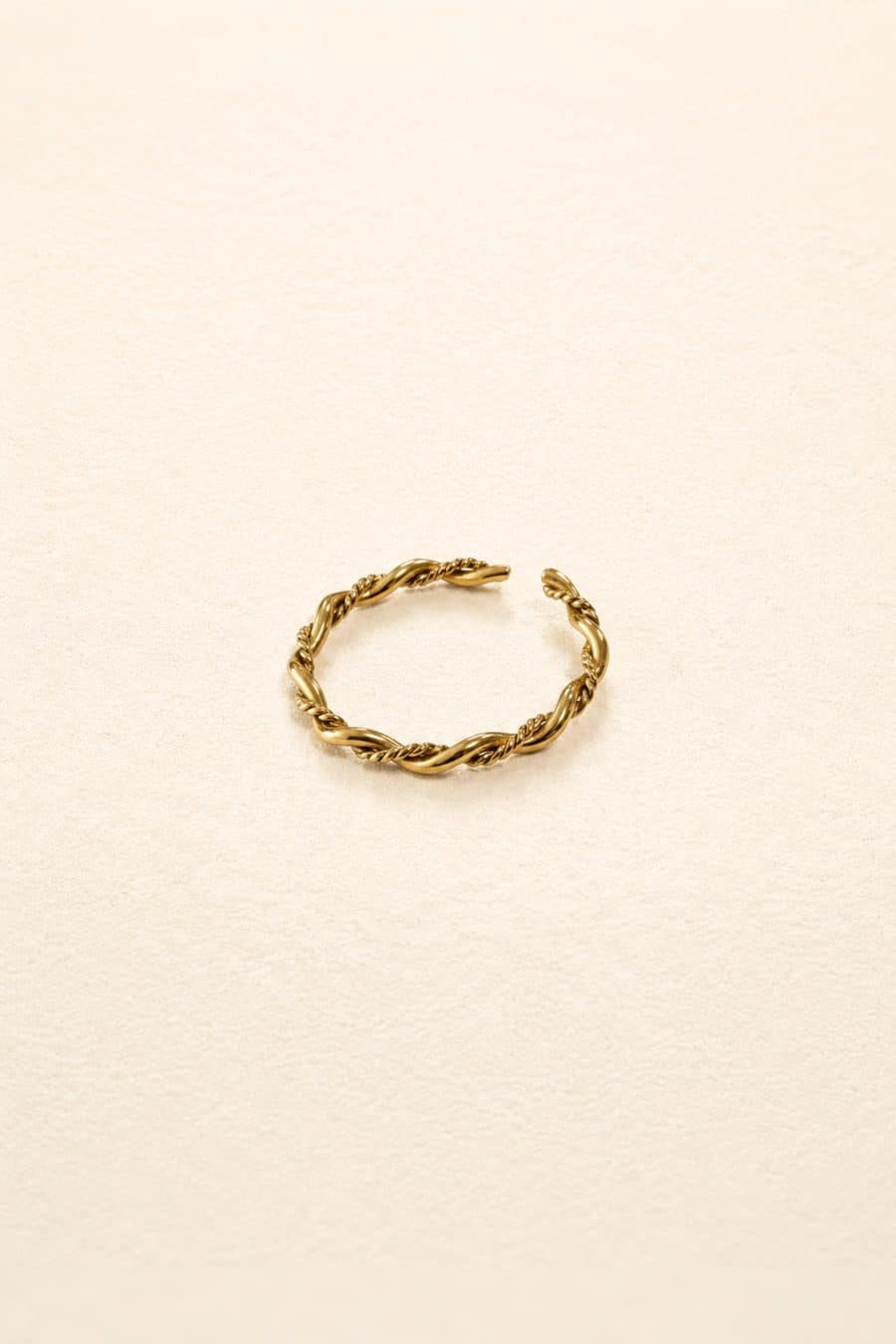 Bague fine ajustable en rang formes de fils entrelacés en acier inoxydable – Bijoux doré tendance