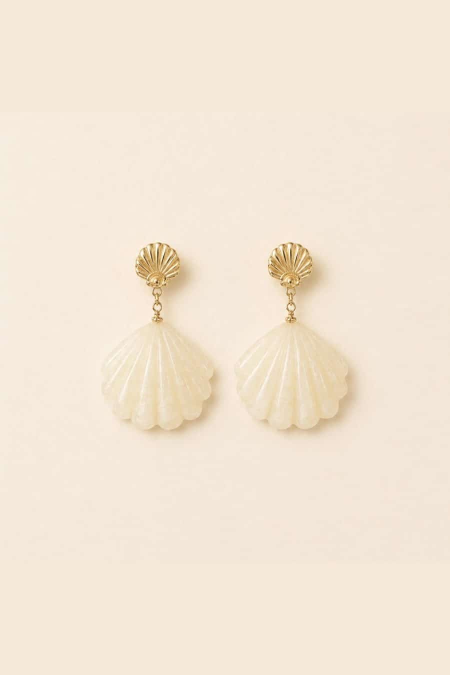 Boucles d'oreilles coquillage et pampilles ivoire – Charme estival