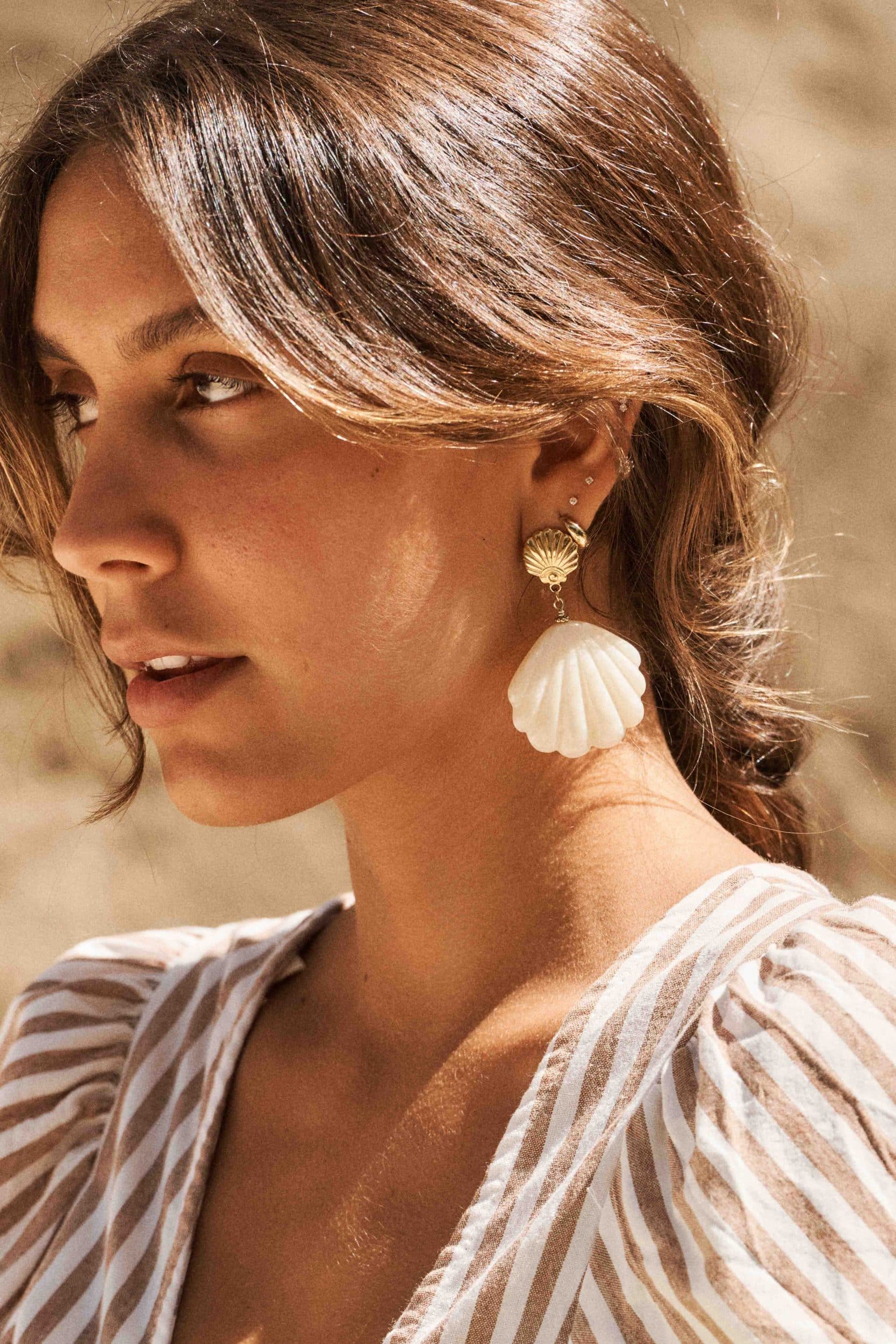 Boucles d'oreilles coquillage et pampilles ivoire – Charme estival