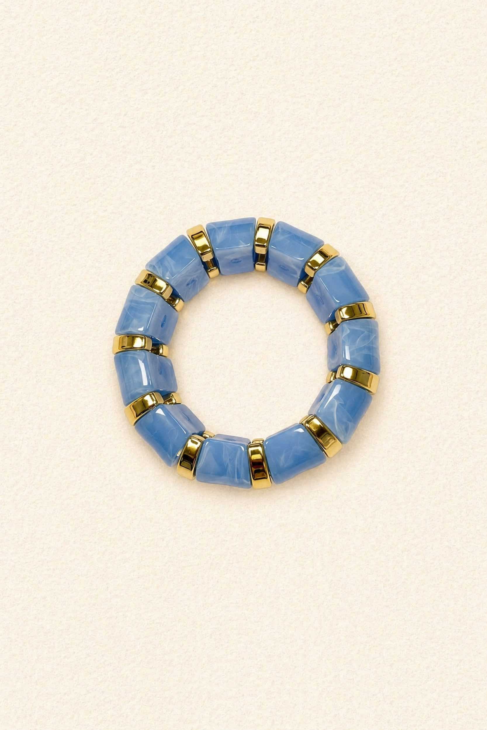 Bracelet Judite Sahoma bleu marbré, modèle épais