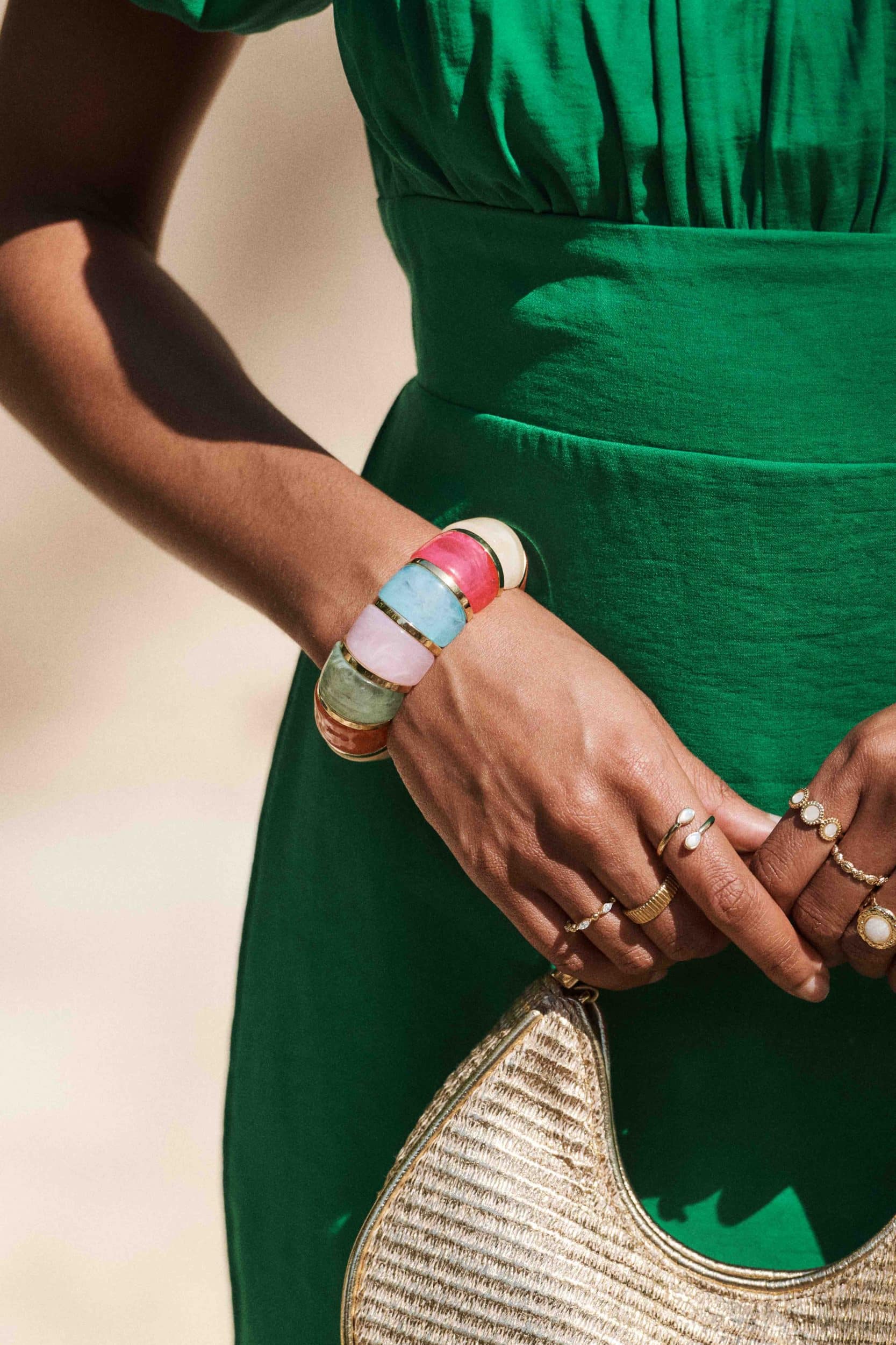 Bracelet Judite Sahoma multicolore marbré, modèle épais
