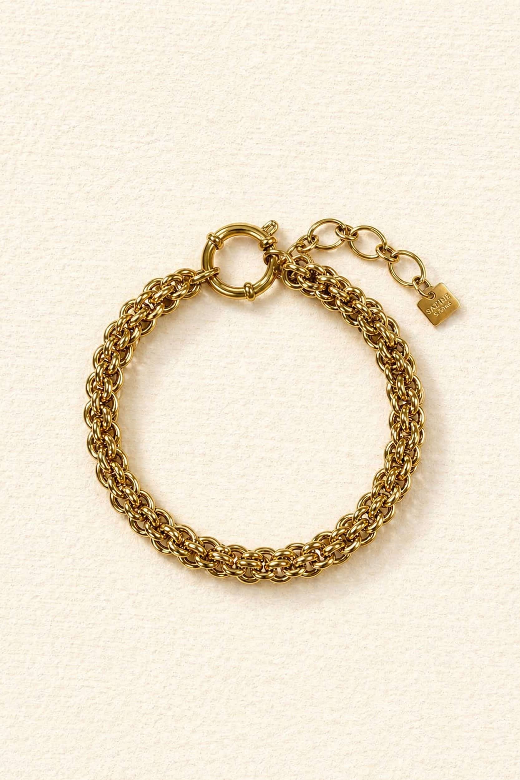 bracelet-peroline-dore-packshot-sahoma- Bracelet doré tripe maillons épais