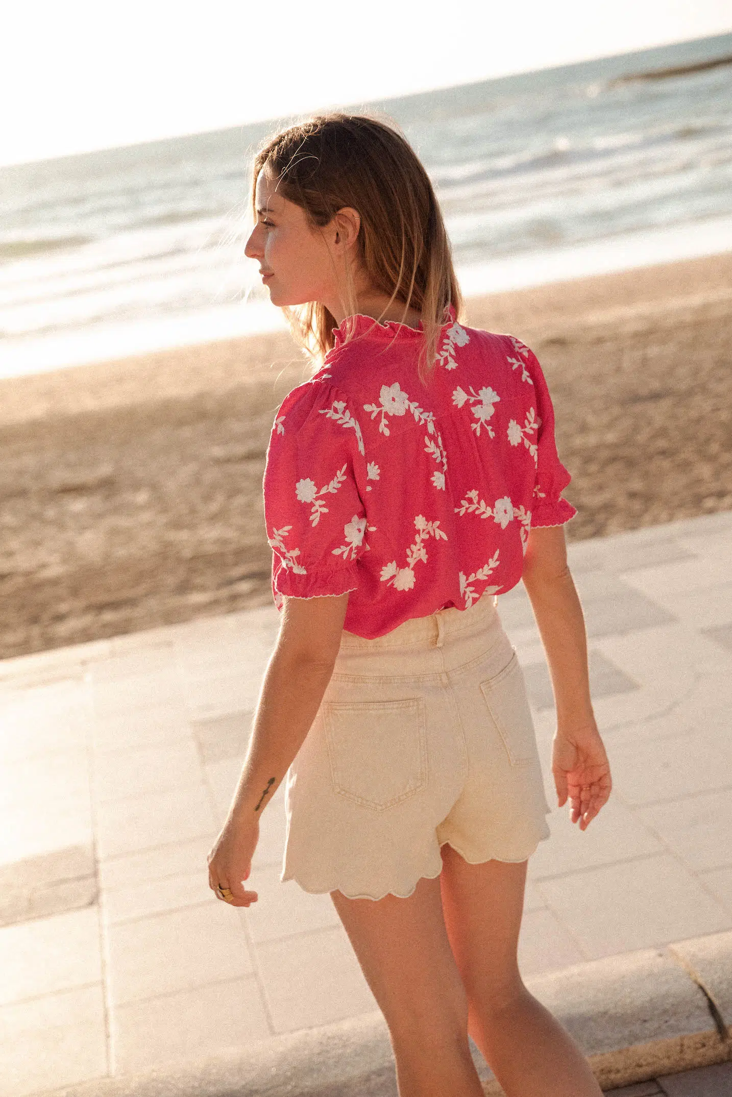 chemise-primavera-rose-sahoma-00005 Femme Chemise manches courtes brodée fond rose et blanc