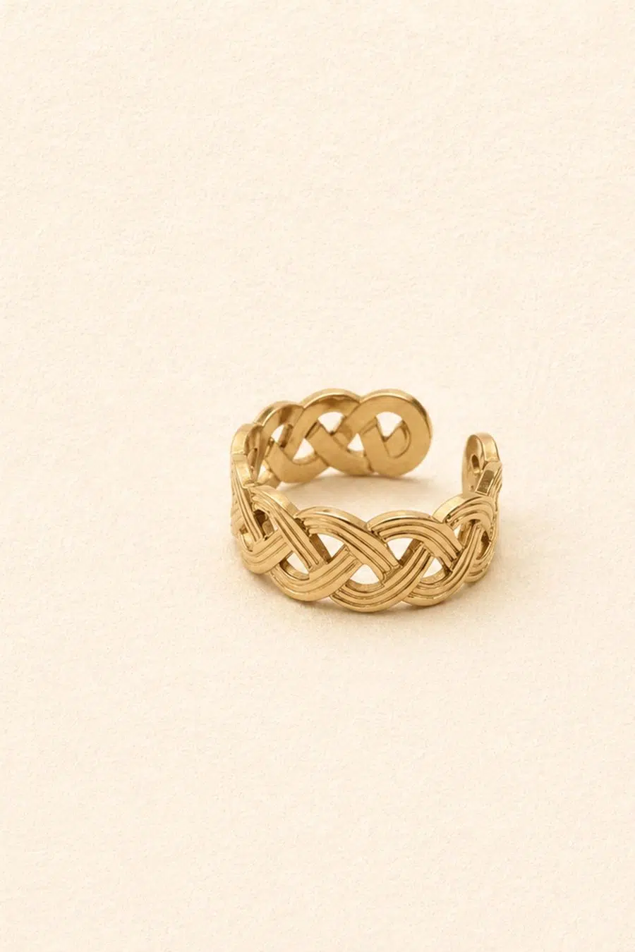 Bague Vani anneau large tressé dore - Sahoma