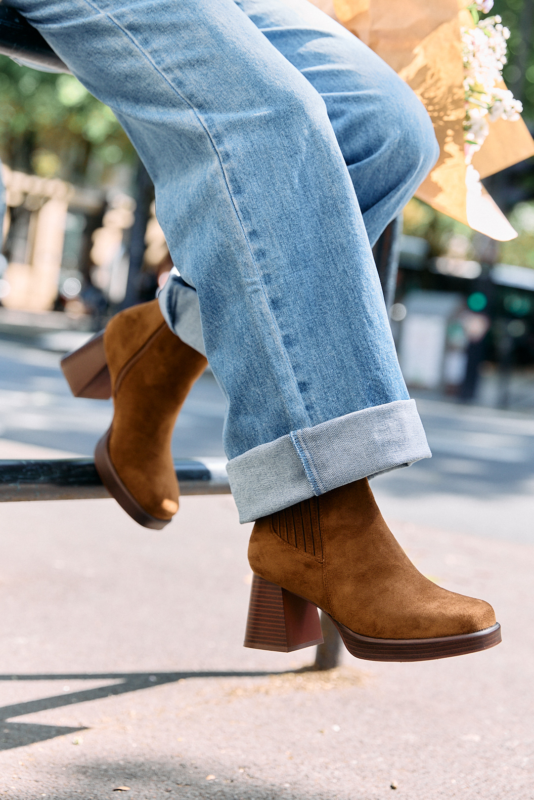 bottines-sephia-suedine-camel-sahoma-00001 Bottines camel femme effet daim à talon bloc - Sahoma