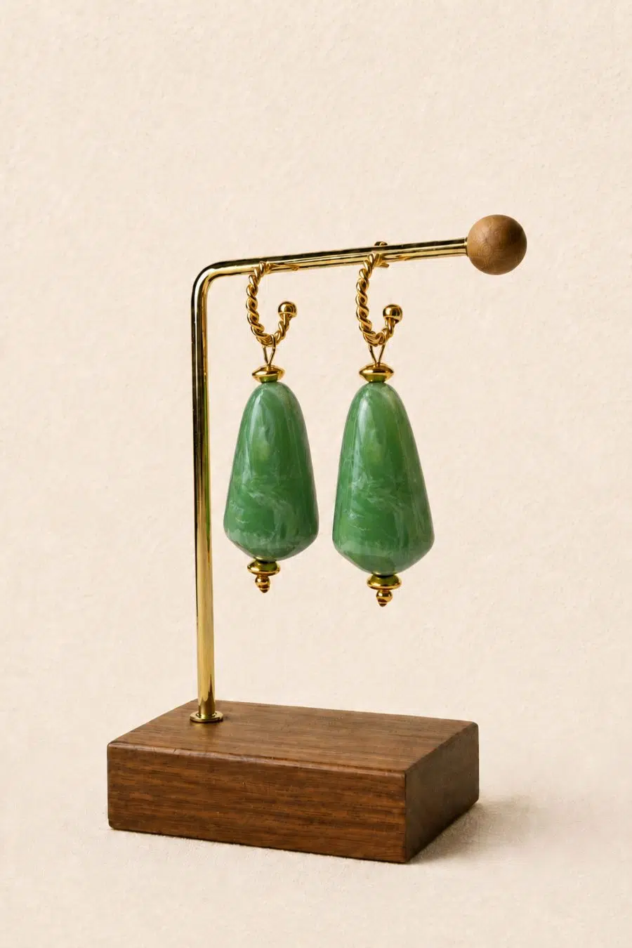 Boucles d'oreilles pendantes formes gouttes à pierres effet marbré