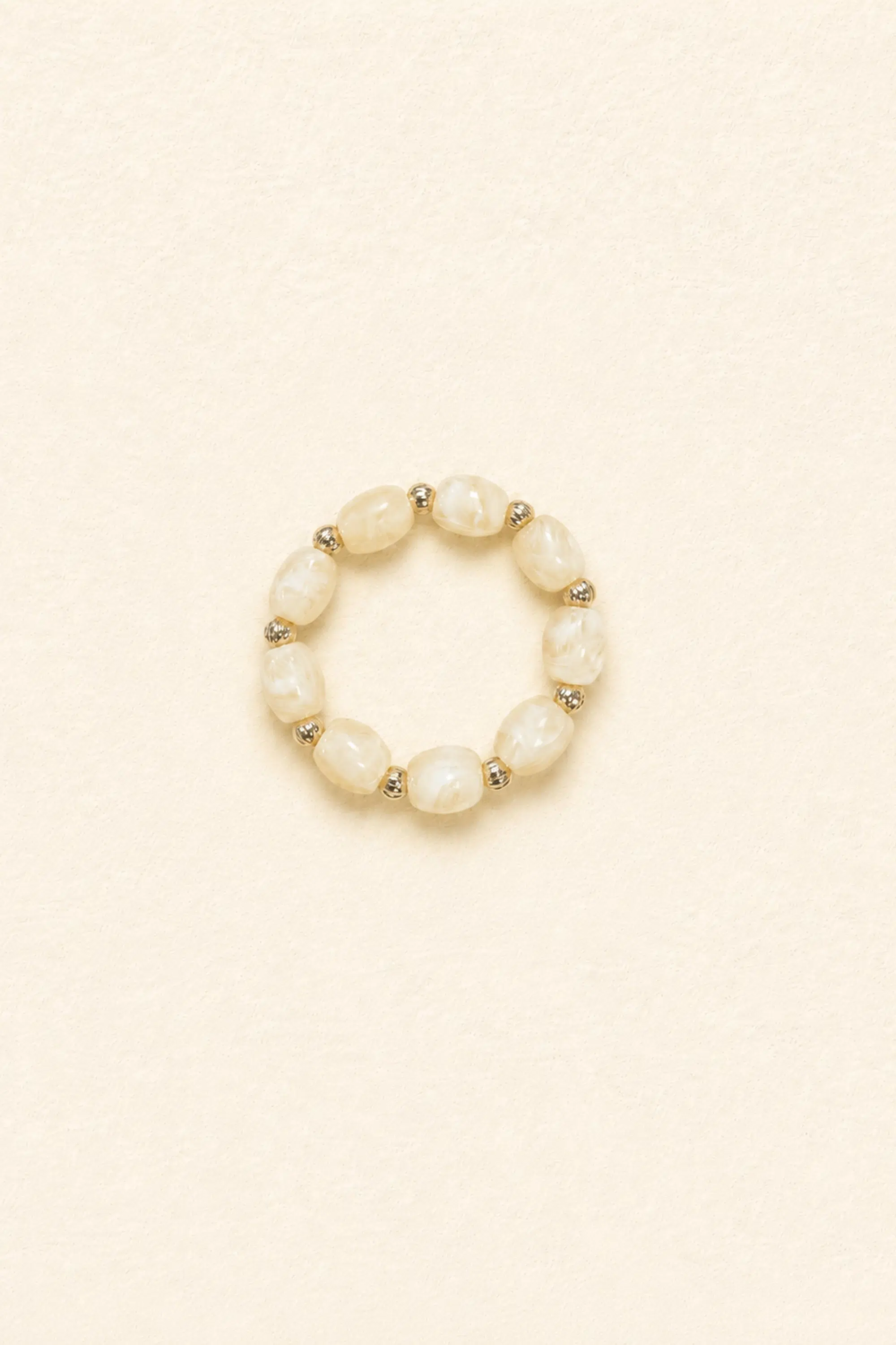 bracelet-lison-blanc-packshot-sahoma-00001 Bracelet Lison Sahoma aux grosses perles ovales blanc montées sur élastique