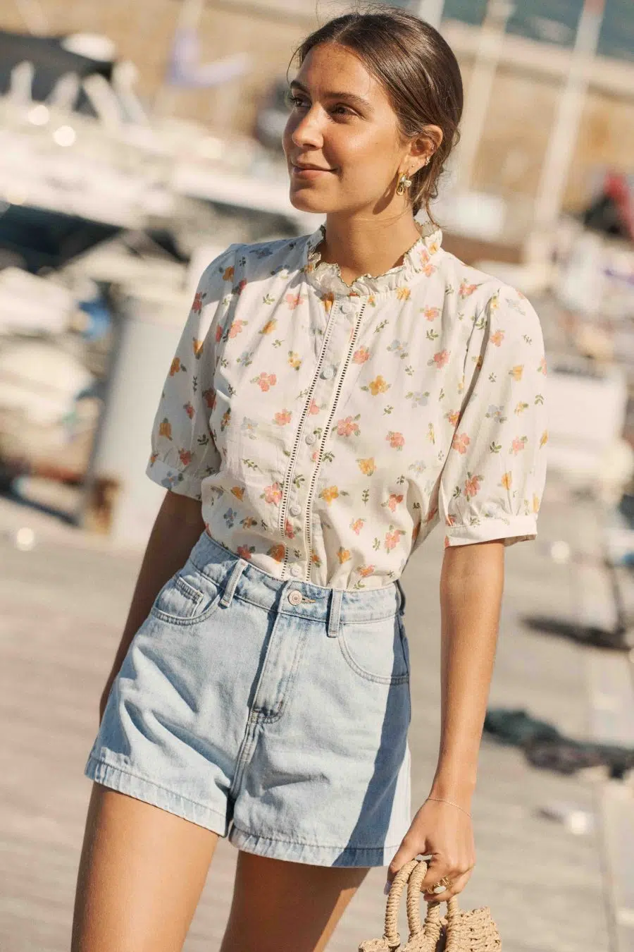 Chemise femme imprimé fleuri - manches courtes