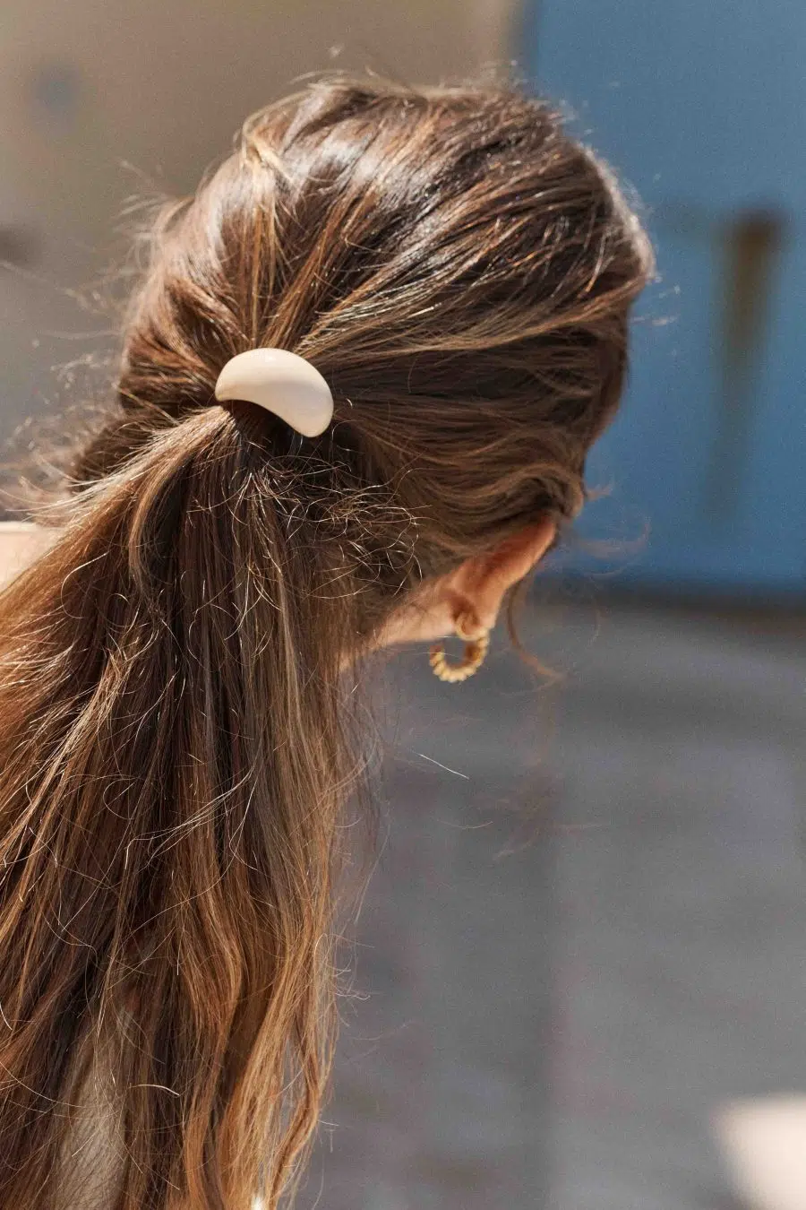 Elastique bijoux à cheveux avec anneau bombé blanc creme
